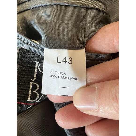 Jos. A. Bank Mens Blazer Gray Herringbone Silk Camel Hair Jacket Sport Coat 43L - Picture 8 of 10